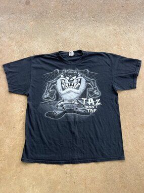 Vintage Alstyle Taz Dont Tap Graphic Tee Black XL Looney Tunes Boxing Theme B4